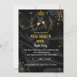 Oud en nieuw feestje goud en zwart digitaal kaart