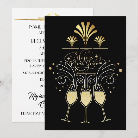 Oud en Nieuw-feestje Kaart (Voorkant / Achterkant)