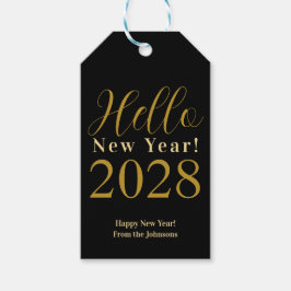 Oud en Nieuw Gelukkig Nieuwjaar Zwart Goud Cadeaulabel
