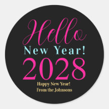 Oud en Nieuw Gelukkig Nieuwjaar Zwart Hot Pink