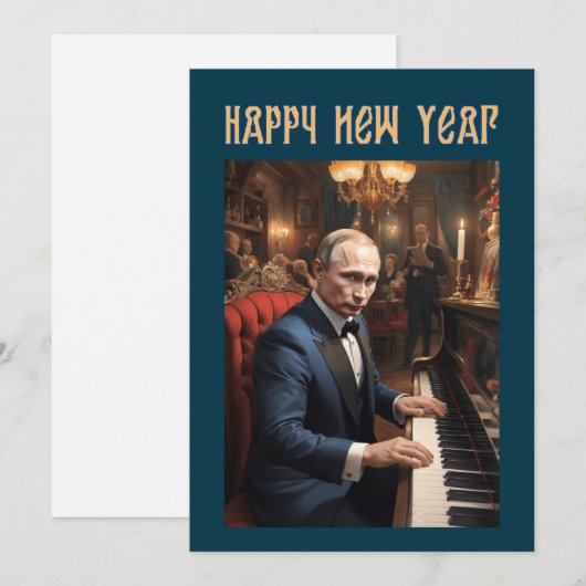 Oud en nieuw grappig Vladimir Poetin Russisch Feestdagenkaart (Voorkant / Achterkant)