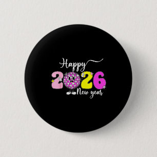 Oud en Nieuw Hallo 2026 Gelukkig Nieuwjaar 2026 Sc Ronde Button 5,7 Cm