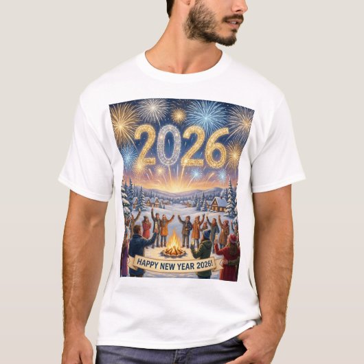 Oud en Nieuw in het Dorp – 2026 Viering T-shirt (Voorkant)