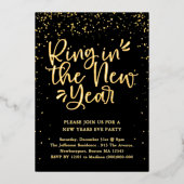 Oud en Nieuw in het zwart en goud Folie Feestdagenkaart (Voorkant)