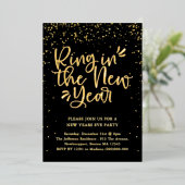 Oud en Nieuw in het zwart en goud Folie Feestdagenkaart (Staand Voorkant)