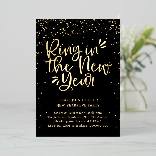 Oud en Nieuw in het zwart en goud Folie Feestdagenkaart (Staand Voorkant)