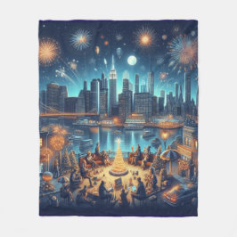 Oud en Nieuw in New York City Fleece Deken