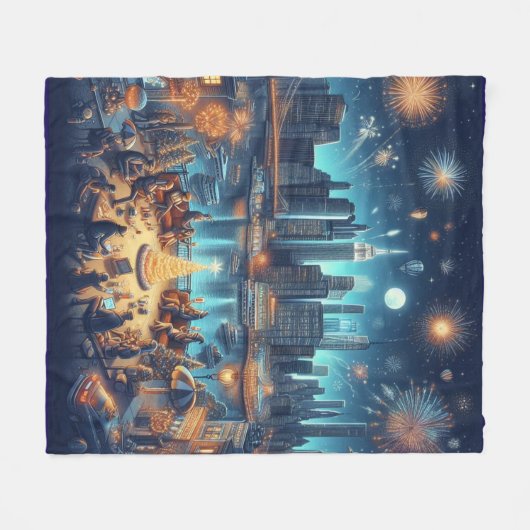 Oud en Nieuw in New York City Fleece Deken (Voorkant (Horizontaal))