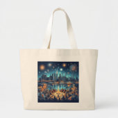 Oud en Nieuw in New York City Grote Tote Bag (Voorkant)