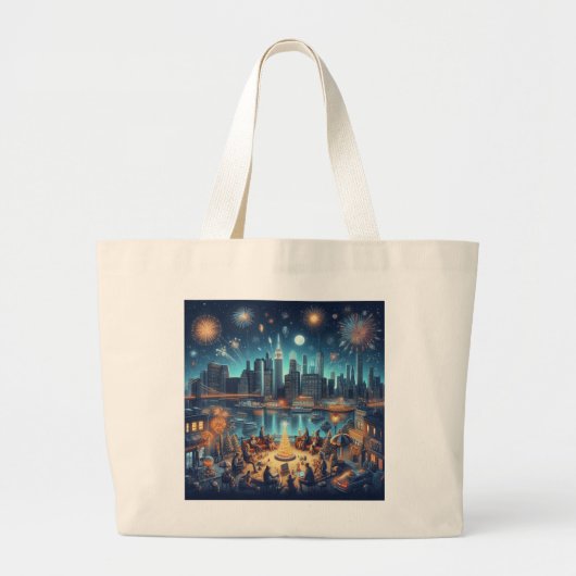 Oud en Nieuw in New York City Grote Tote Bag (Voorkant)