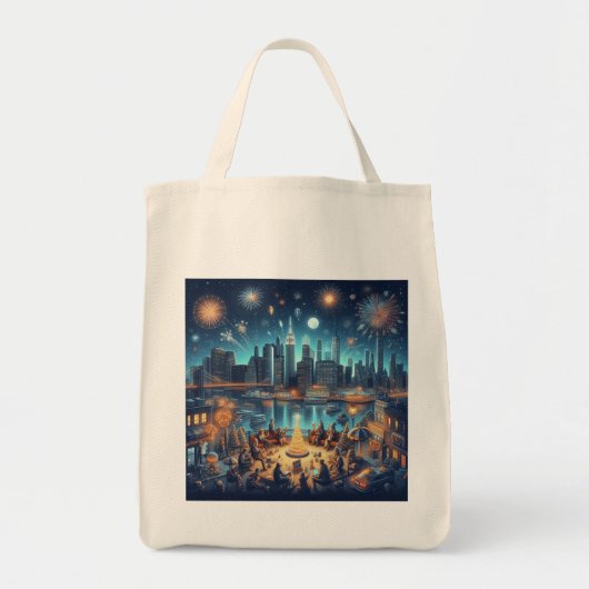 Oud en Nieuw in New York City Tote Bag (Voorkant)