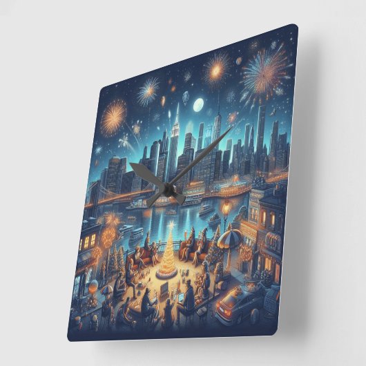 Oud en Nieuw in New York City Vierkante Klok (Hoek)