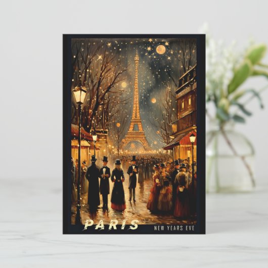 Oud en Nieuw in Parijs Feestdagenkaart (Staand voorkant)