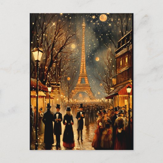 Oud en nieuw in Parijs Feestdagenkaart (Voorkant)