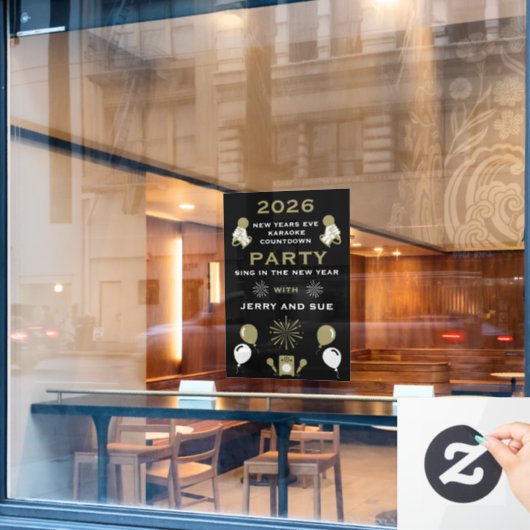 Oud en Nieuw Karaoke Countdown Raamsticker (Cafe Raam)