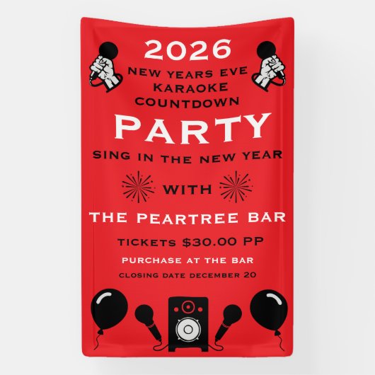 Oud en Nieuw Karaoke Countdown Spandoek (Verticaal)