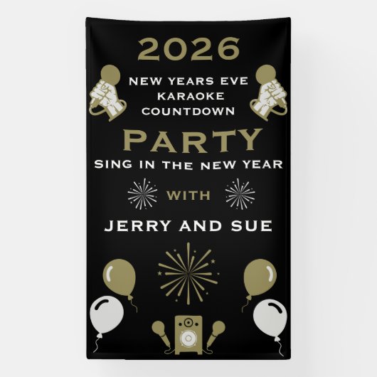 Oud en Nieuw Karaoke Countdown Spandoek (Verticaal)