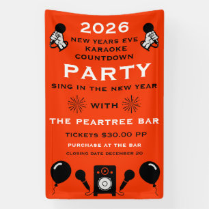 Oud en Nieuw Karaoke Countdown Spandoek