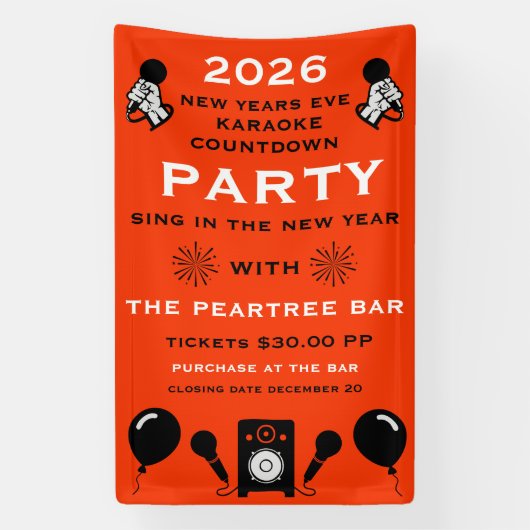 Oud en Nieuw Karaoke Countdown Spandoek (Verticaal)