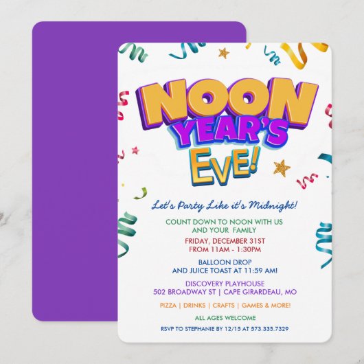 Oud en Nieuw kinderfeest uitnodiging (Voorkant / Achterkant)