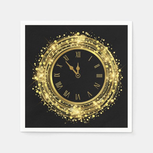 Oud en Nieuw Klok Glitter Confetti Servet (Voorkant)