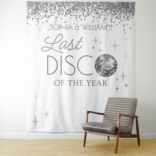 Oud en Nieuw Laatste Disco van het Jaar Achtergron Wandkleed (In situ)