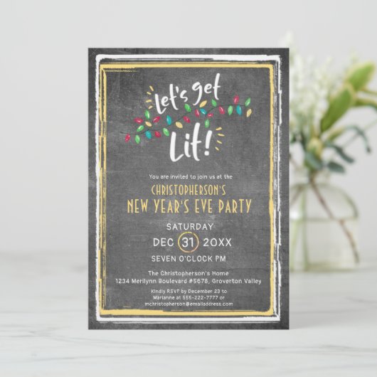 Oud en nieuw LET'S GET LIT-feest Kaart (Staand voorkant)