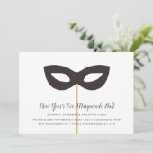 Oud en Nieuw Masquerade Bal Uitnodiging (Staand voorkant)