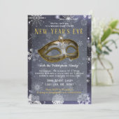 Oud en Nieuw Masquerade Feest Uitnodigen Kaart (Staand voorkant)