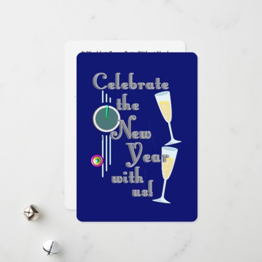 Oud en nieuw met champagne feestdagenkaart (Voorkant / Achterkant in situ)