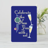 Oud en nieuw met champagne feestdagenkaart (Staand voorkant)