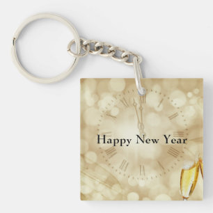 Oud en nieuw met champagneglazen sleutelhanger