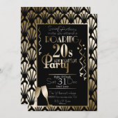 Oud en Nieuw Roaring 20s Art Deco Gold Kaart (Voorkant / Achterkant)