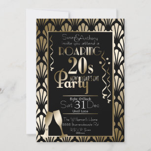 Oud en Nieuw Roaring 20s Art Deco Gold Kaart