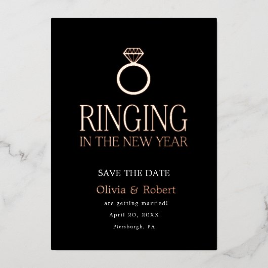 Oud en nieuw save the date folie feestdagenkaart (Voorkant)