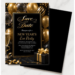 Oud en Nieuw Save the Date Zwart Goud Kaart