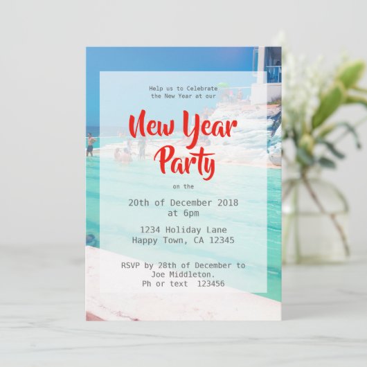 Oud en Nieuw Strandfeest Kaart (Staand voorkant)