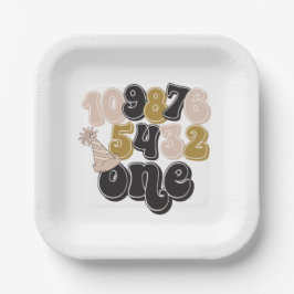 Oud en Nieuw Tellen Eerste Verjaardag Papieren Bordje