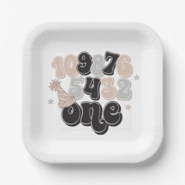 Oud en Nieuw Tellen Eerste Verjaardag Papieren Bordje