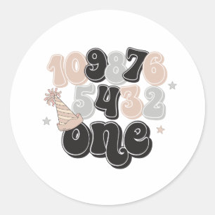 Oud en Nieuw Tellen Eerste Verjaardag Ronde Sticker
