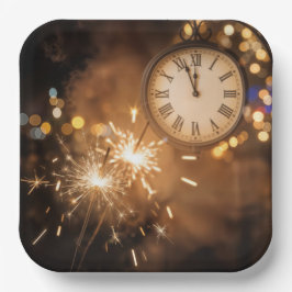 Oud en Nieuw Tellen met Vuurwerk Papieren Bordje