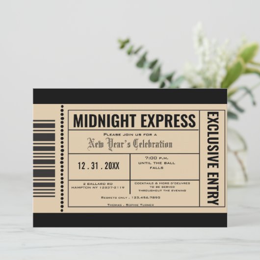 Oud en Nieuw Ticket Uitnodigingen Feest (Staand voorkant)