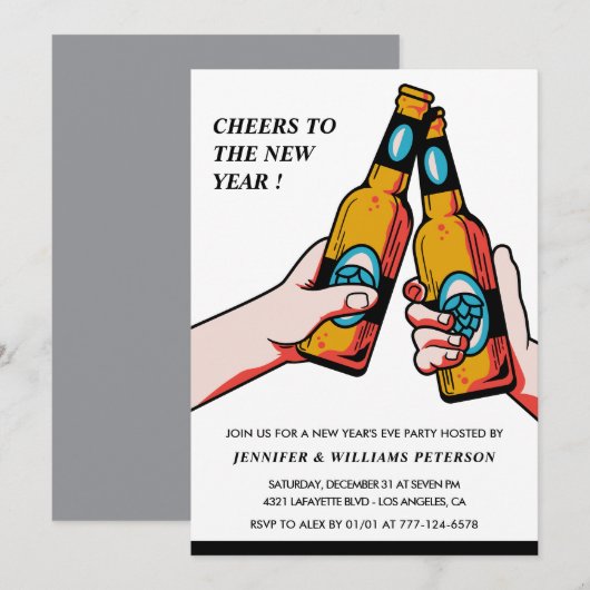 Oud en nieuw uitnodiging Bier Merry (Voorkant / Achterkant)