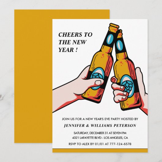 Oud en nieuw uitnodiging Bier Merry (Voorkant / Achterkant)