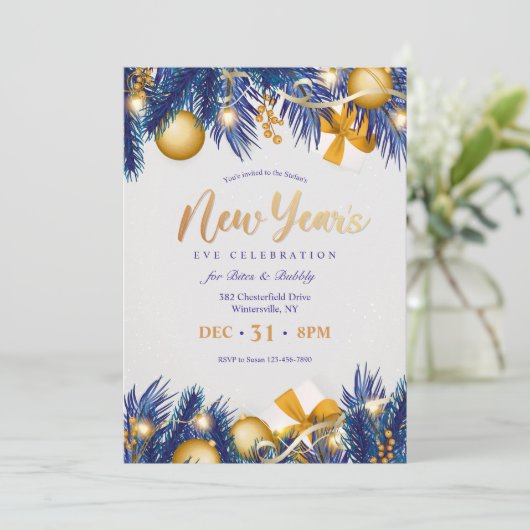 Oud en Nieuw uitnodigingen (Staand voorkant)