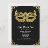Oud en Nieuw Vakantie Gouden Masker Uitnodiging (Voorkant)