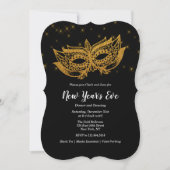 Oud en Nieuw Vakantie Gouden Masker Uitnodiging (Voorkant)