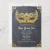 Oud en Nieuw Vakantie Gouden Masker Uitnodiging (Voorkant)