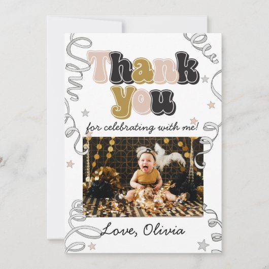 Oud en Nieuw Verjaardag Bedankt Fotokaart (Voorkant)