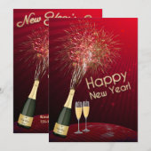 Oud en Nieuw Vuurwerk Let's Party Invitation 3 Kaart (Voorkant / Achterkant)